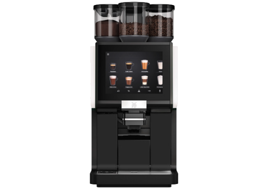 WMF 1500 S+ Classic czarny ekspres automatyczny do kawy z dwoma młynkami, systemem mlecznym i ekranem dotykowym