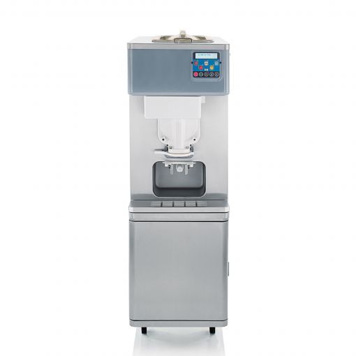 Wolnostojąca maszyna Carpigiani K Shake do shake’ów mlecznych. Wyposażona w system Hard-O-Tronic®, pasteryzację do 42 dni i automatyczne dozowanie czterech syropów smakowych.