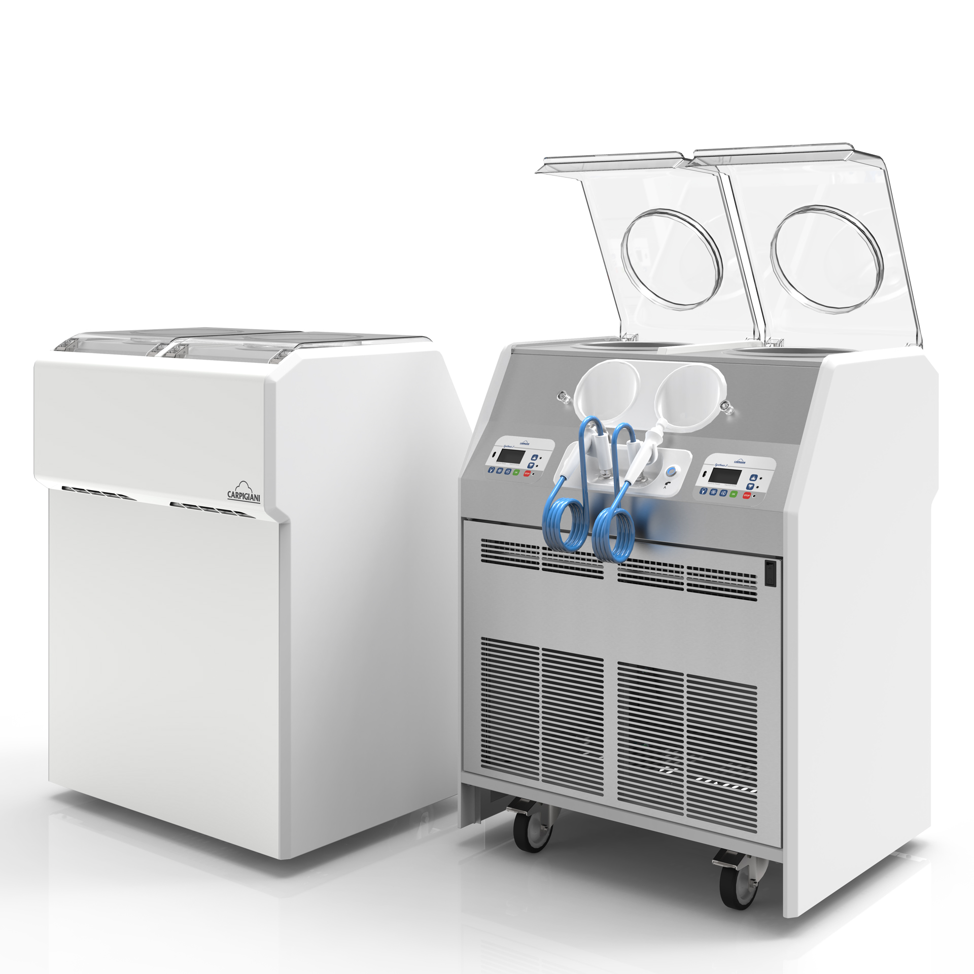 Carpigiani Synthesis 2 to profesjonalna maszyna do lodów z konserwatorem. Każdy moduł posiada dwa niezależne cylindry umożliwiające produkcję, przechowywanie i serwowanie lodów bez potrzeby przekładania.