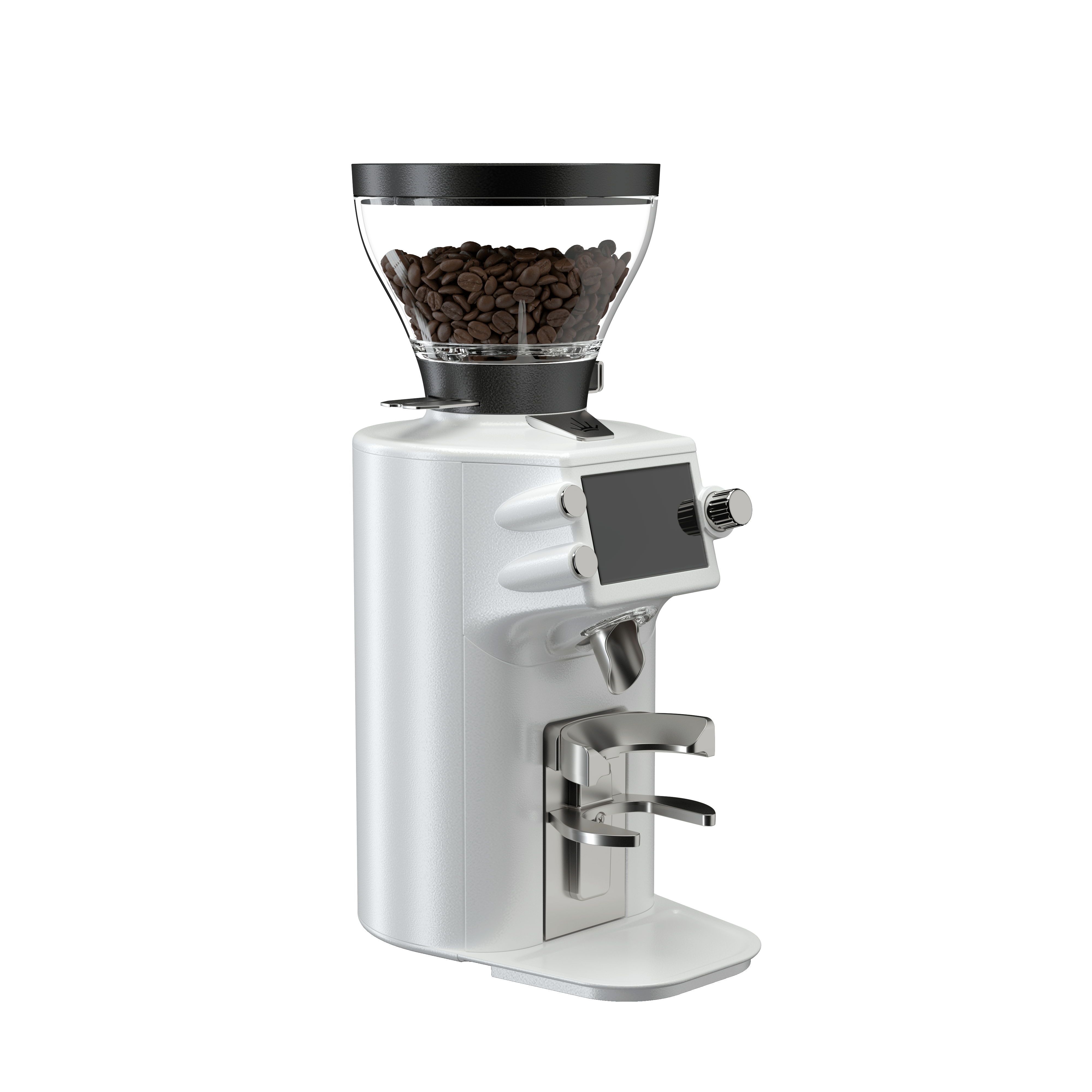 Mahlkonig E64 WS młynek do espresso widok boczny uchwyt na portafilter grind by weight