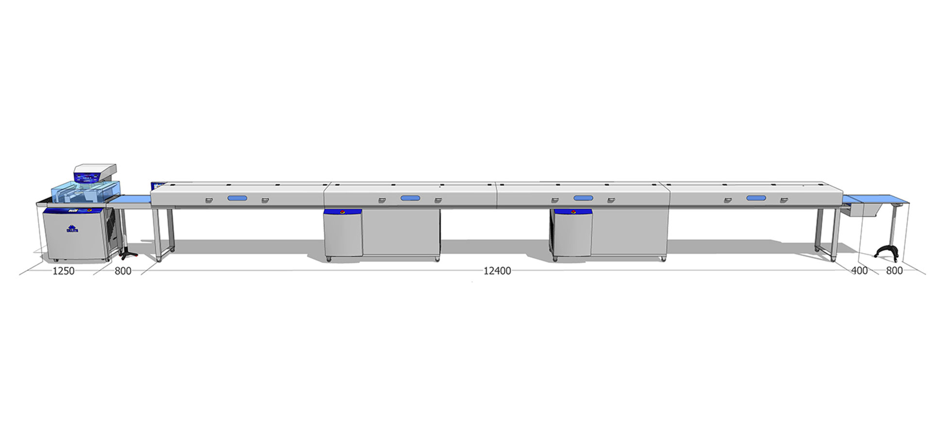 Tunel chłodniczy 600 mm / 12 m z temperówką do czekolady Cento