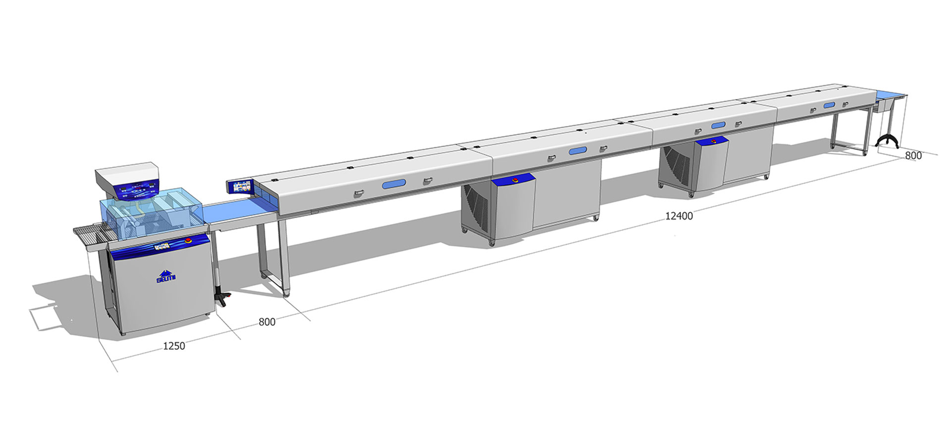 Tunel chłodniczy 600 mm / 12 m z temperówką do czekolady Cento