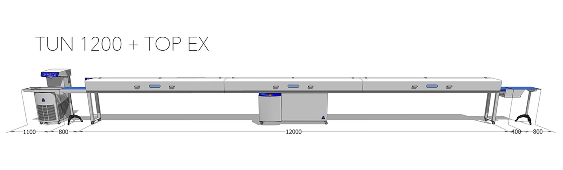 Tunel chłodniczy 400 mm / 12 m z temperówką do czekolady Top EX